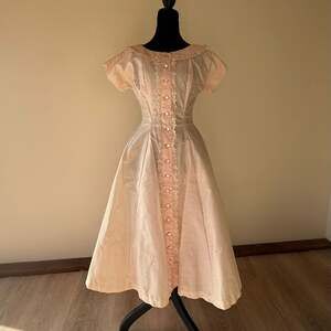 True Vintage 1950's Peach Dress with Tulle Skirt